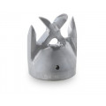 ROTATING NOZZLES with 45° and 90° rear jets - Steel inserts - Knife Head : Coupling - 1/2''F, Ø Pipe (mm) - 100-200, Rear jets - 6 M6X8, Rotation jets - 4 - M6X6, Size ØxL (mm) - 50x100